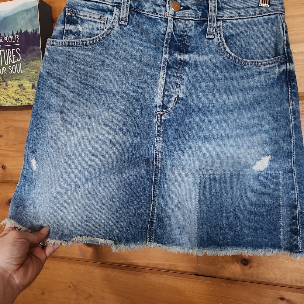 Joes Jeans π NWT Let's Boogie Denim Skirt Raw Hem Button Fly Boho Organic Sz 25 - Picture 5 of 13
